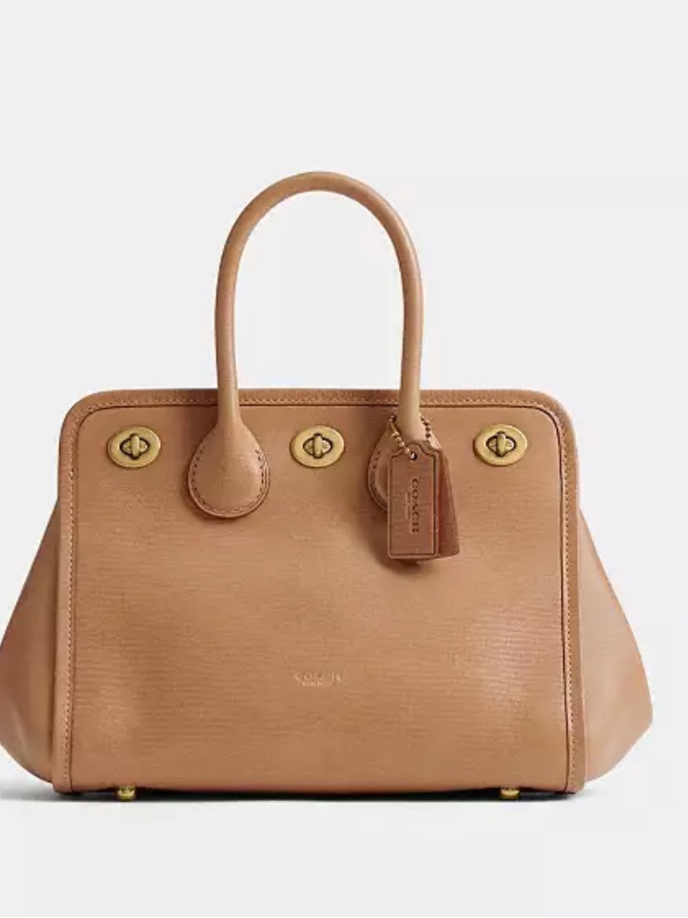NWT 2026 Coach Runway Turnlock Tote Bag 22 Sandstone CHD86